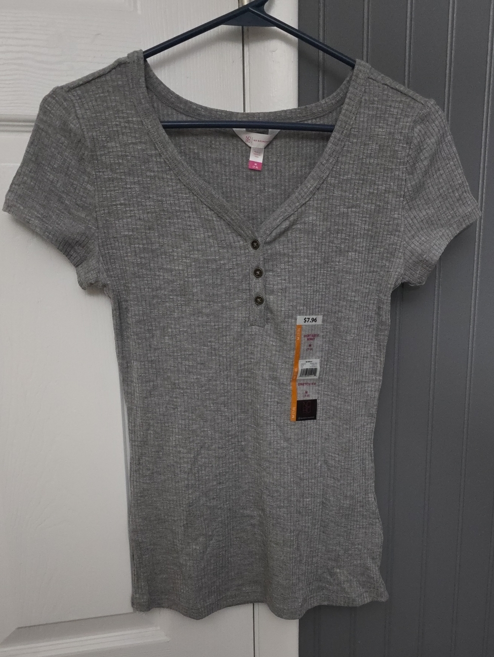 NOBO Ribbed V-Neck Henley Short Sleeve Top Bundle